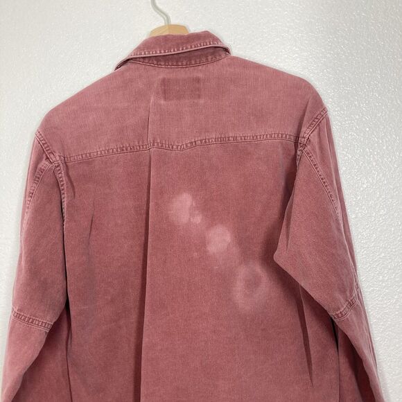 Wrangler Shirt Mens 15.5-35 Medium Pink red Denim Western Snap Long Sleeve - Picture 10 of 16